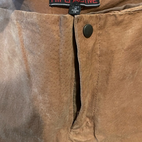 Hypo Active Women's Leather Pants Brown 14 Flat Front Lined Logo - Picture 2 of 9